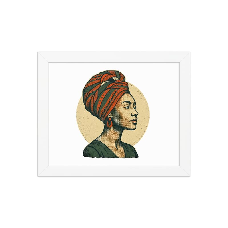 Framed poster Poised Lady in Vibrant African Wax Turban-Original - Image 3