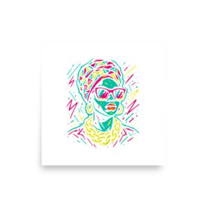 Poster Neon Queen_ Vibrant Afro Streetwear Glow-Original