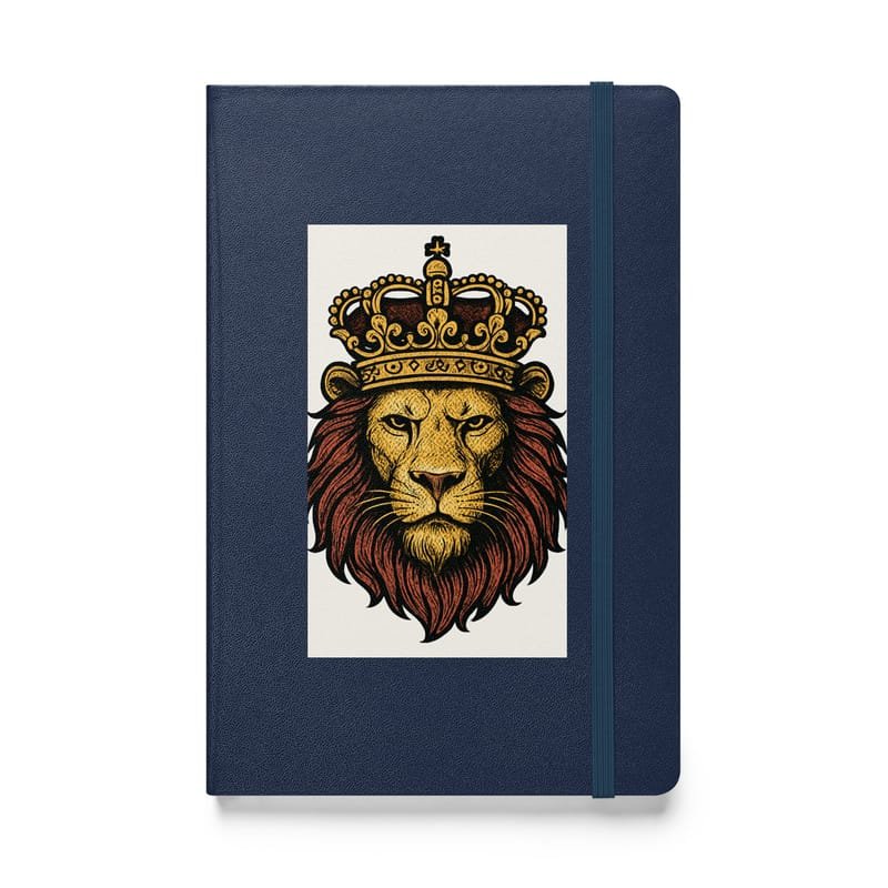 Hardcover bound notebook Regal Lion Head with Ornate Crown Emblem-Original - Image 2