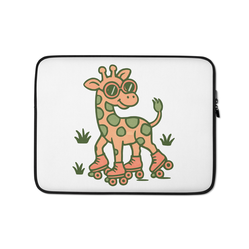 Laptop Sleeve Groovy Giraffe on Roller Skates with Round Shades-Original
