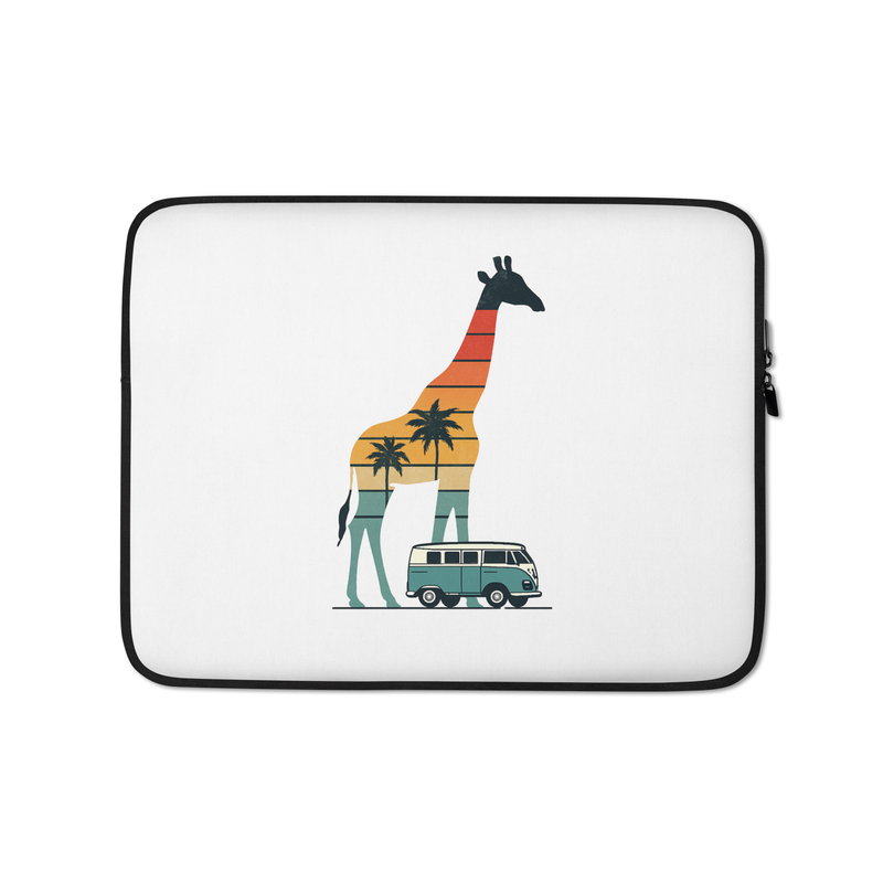 Laptop Sleeve Retro Sunset Giraffe Drive with VW Camper Van-Original
