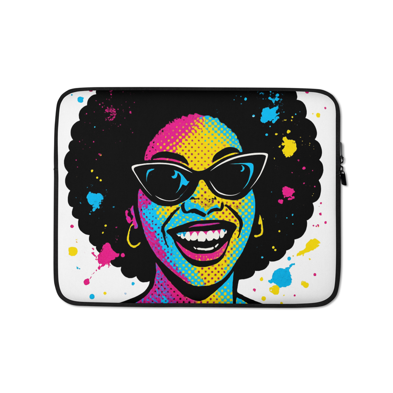 Laptop Sleeve Vibrant Afro Pop-Art Woman with Cat-Eye Shades-Original