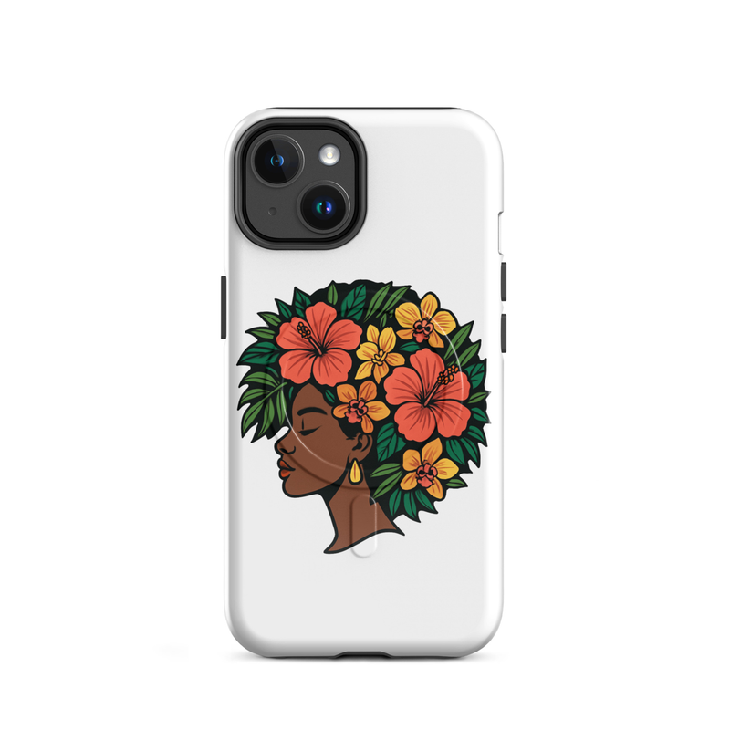 MagSafe® tough case for iPhone® Elegant African Woman with Vibrant Tropical Afro-Original