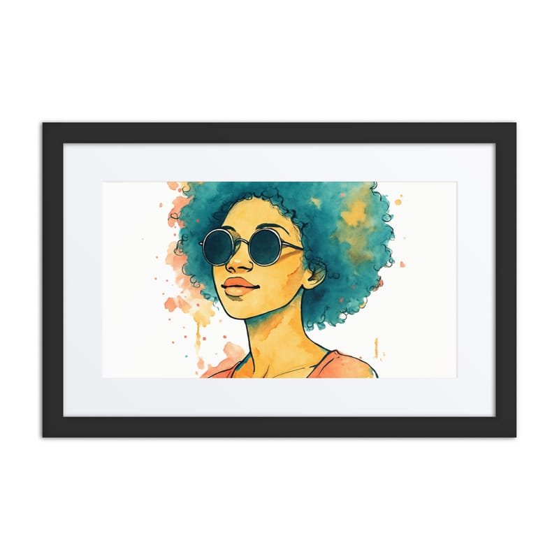 Framed poster Sunset Vibes Woman with Afro & Sunglasses - Image 4