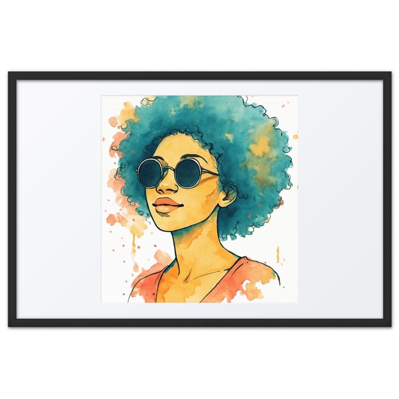 Framed poster Sunset Vibes Woman with Afro & Sunglasses - Image 13