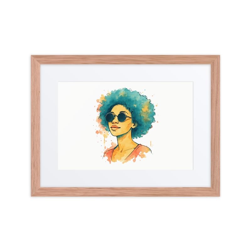 Framed poster Sunset Vibes Woman with Afro & Sunglasses - Image 2