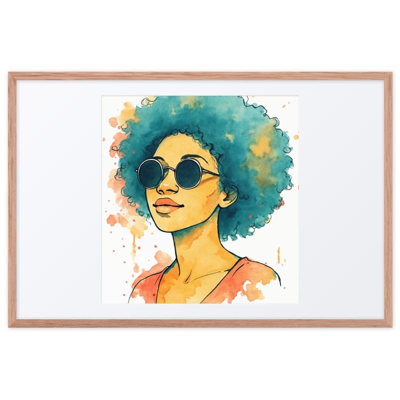 Framed poster Sunset Vibes Woman with Afro & Sunglasses - Image 14