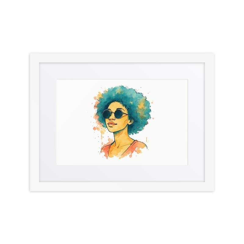 Framed poster Sunset Vibes Woman with Afro & Sunglasses - Image 3