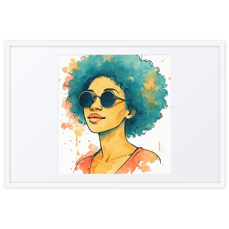 Framed poster Sunset Vibes Woman with Afro & Sunglasses - Image 15