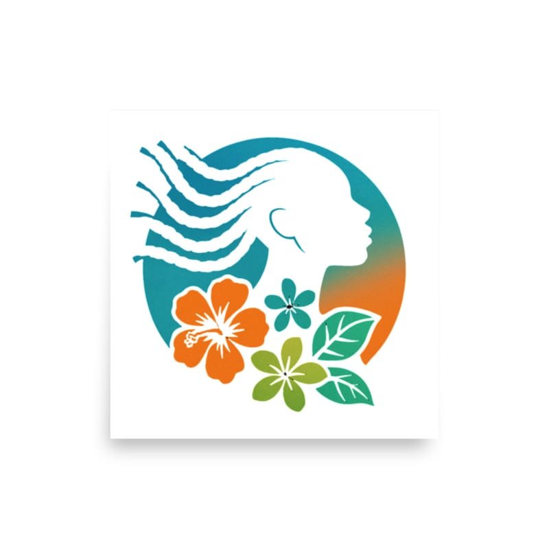 Photo paper poster Tropical Silhouette with Dynamic Braids & Flowers-Original - Image 8