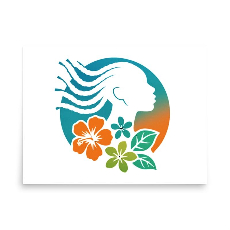 Photo paper poster Tropical Silhouette with Dynamic Braids & Flowers-Original - Image 11