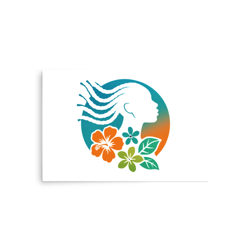 Photo paper poster Tropical Silhouette with Dynamic Braids & Flowers-Original