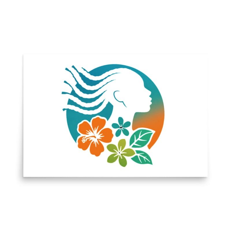 Photo paper poster Tropical Silhouette with Dynamic Braids & Flowers-Original - Image 12