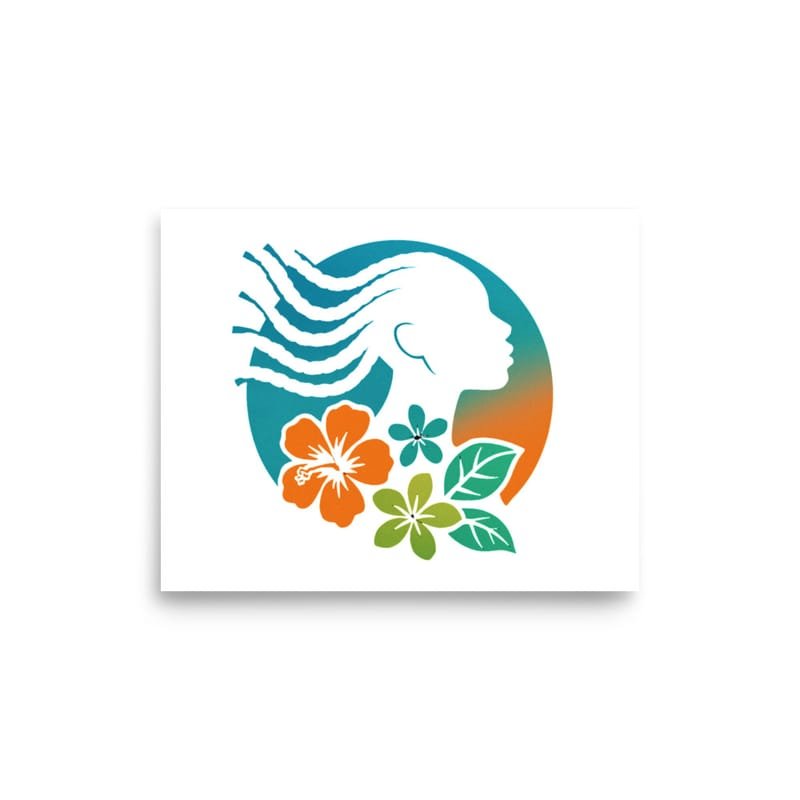 Photo paper poster Tropical Silhouette with Dynamic Braids & Flowers-Original - Image 13