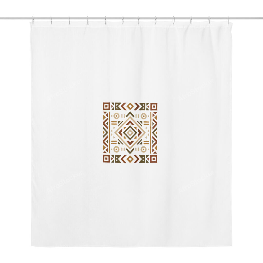 Shower curtain Bold African Geometric Harmony in Earthy Tones-Original