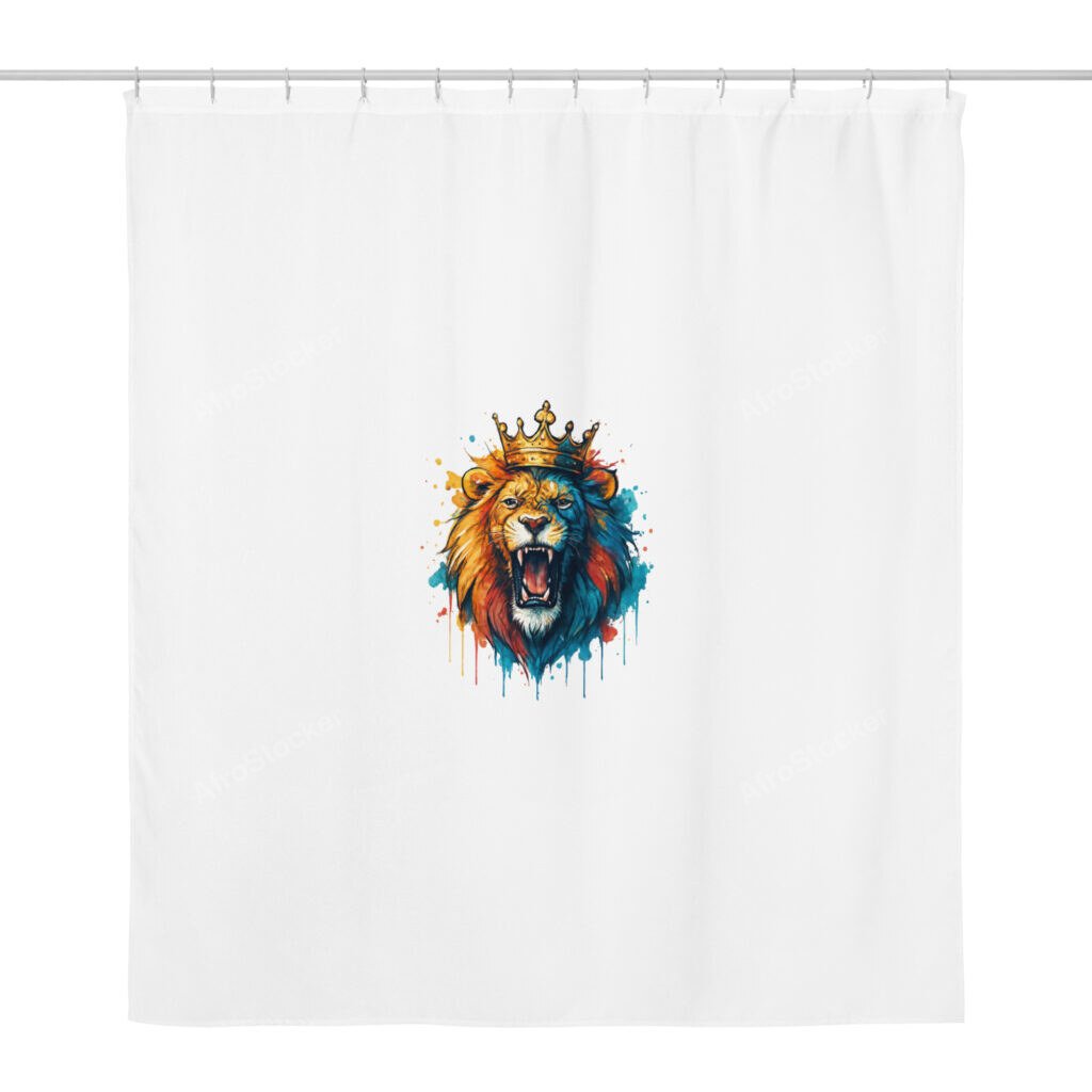 Shower curtain Roaring Royal Lion Watercolor Splash-Original