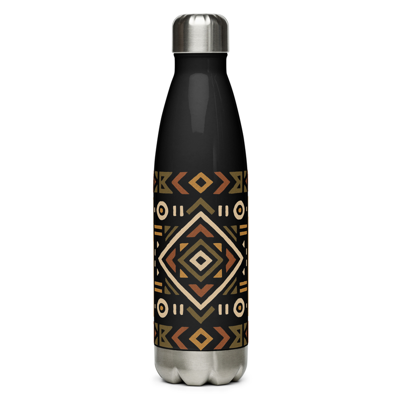 Stainless steel water bottle Bold African Geometric Harmony in Earthy Tones-Original