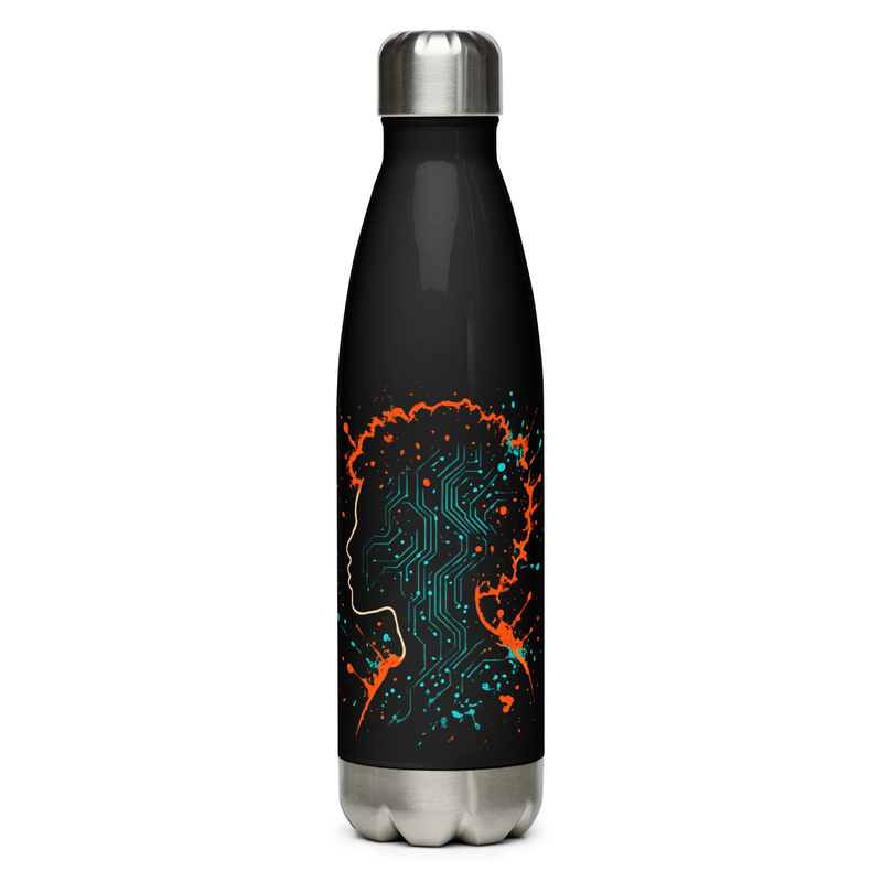 Stainless steel water bottle Afro-Futurist Circuit Silhouette Splash-Original
