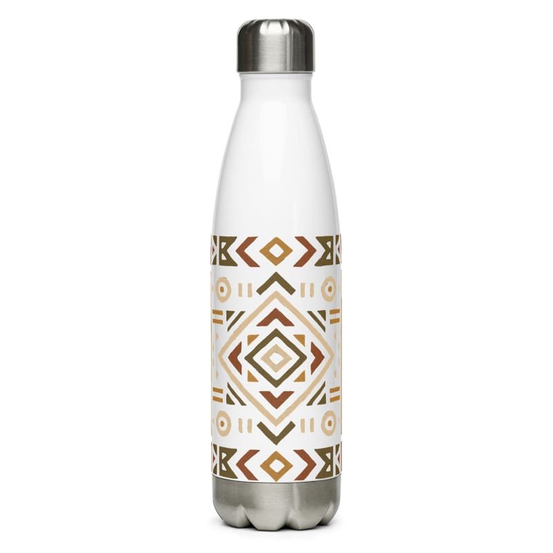Stainless steel water bottle Bold African Geometric Harmony in Earthy Tones-Original - Image 2
