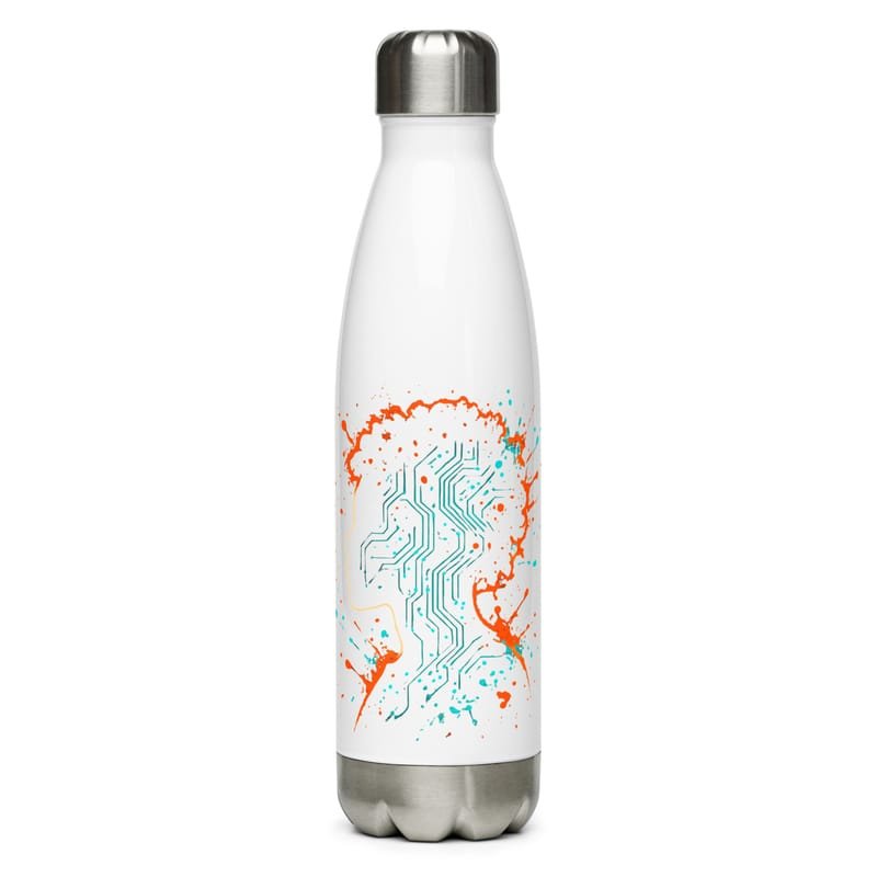 Stainless steel water bottle Afro-Futurist Circuit Silhouette Splash-Original - Image 2