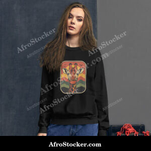 Unisex Sweatshirt Retro Sunset Giraffe Postcard Portrait-Original