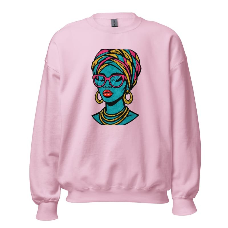 Unisex Sweatshirt Bold Pop-Art African Queen with Vibrant Turban-Original - Image 12