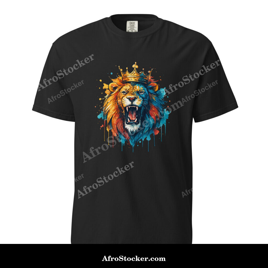 Unisex garment-dyed heavyweight t-shirt Roaring Royal Lion Watercolor Splash-Original
