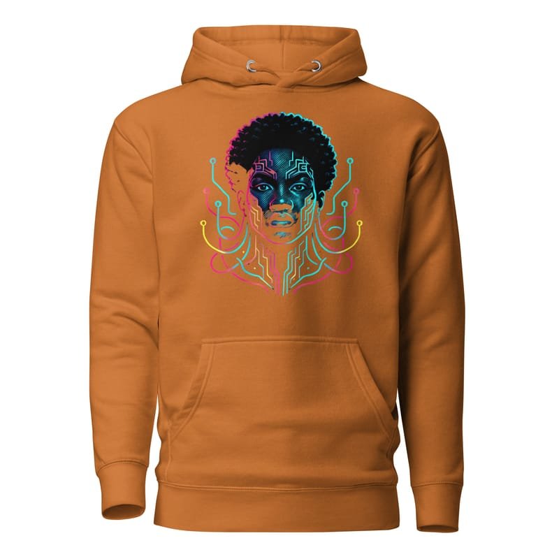 Unisex Hoodie Afro-Futuristic Neon Circuit Portrait-Original - Image 8