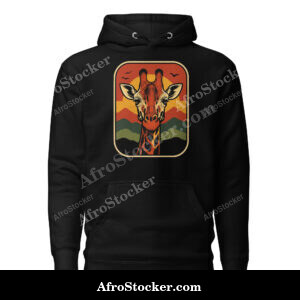 Unisex Hoodie Retro Sunset Giraffe Postcard Portrait-Original