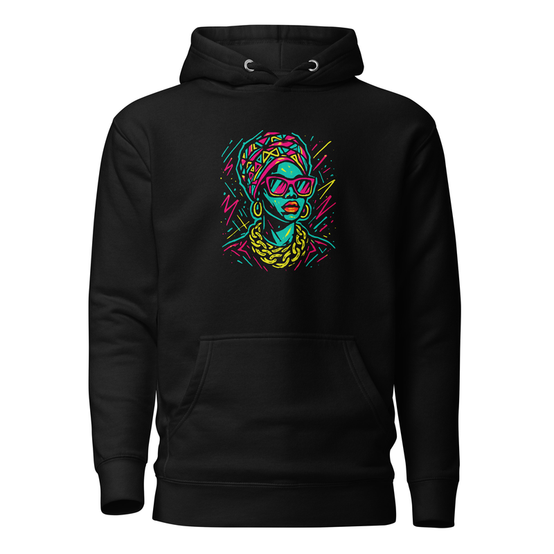 Unisex Hoodie Neon Queen_ Vibrant Afro Streetwear Glow-Original