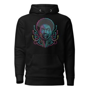 Unisex Hoodie Afro-Futuristic Neon Circuit Portrait-Original