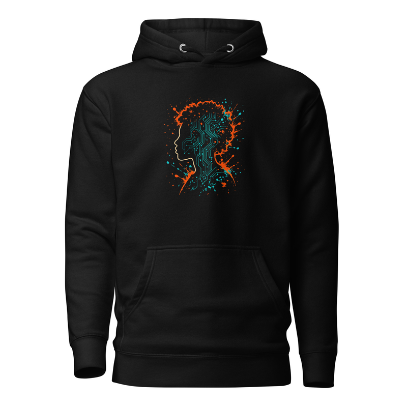 Unisex Hoodie Afro-Futurist Circuit Silhouette Splash-Original