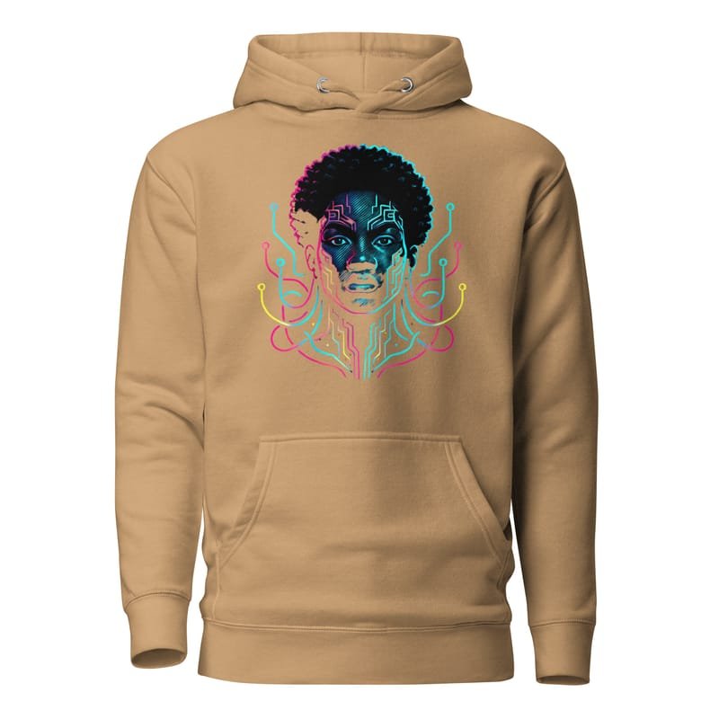 Unisex Hoodie Afro-Futuristic Neon Circuit Portrait-Original - Image 10