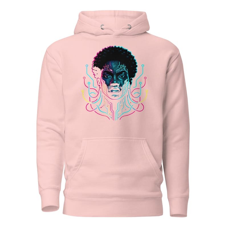Unisex Hoodie Afro-Futuristic Neon Circuit Portrait-Original - Image 14