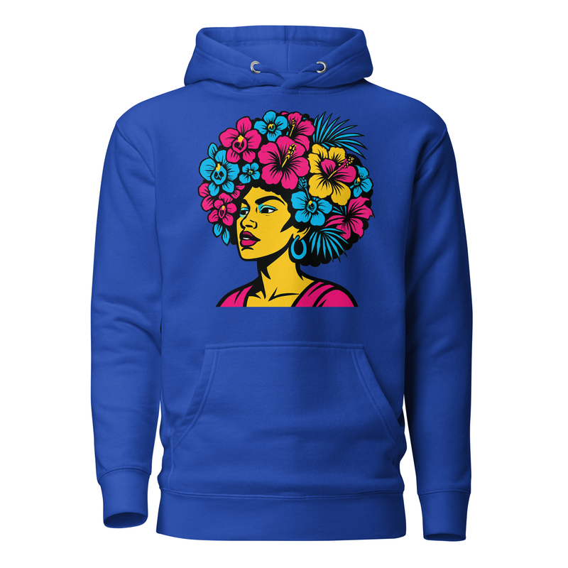 Unisex Hoodie Bold Afro Floral Pop Art Portrait-Original