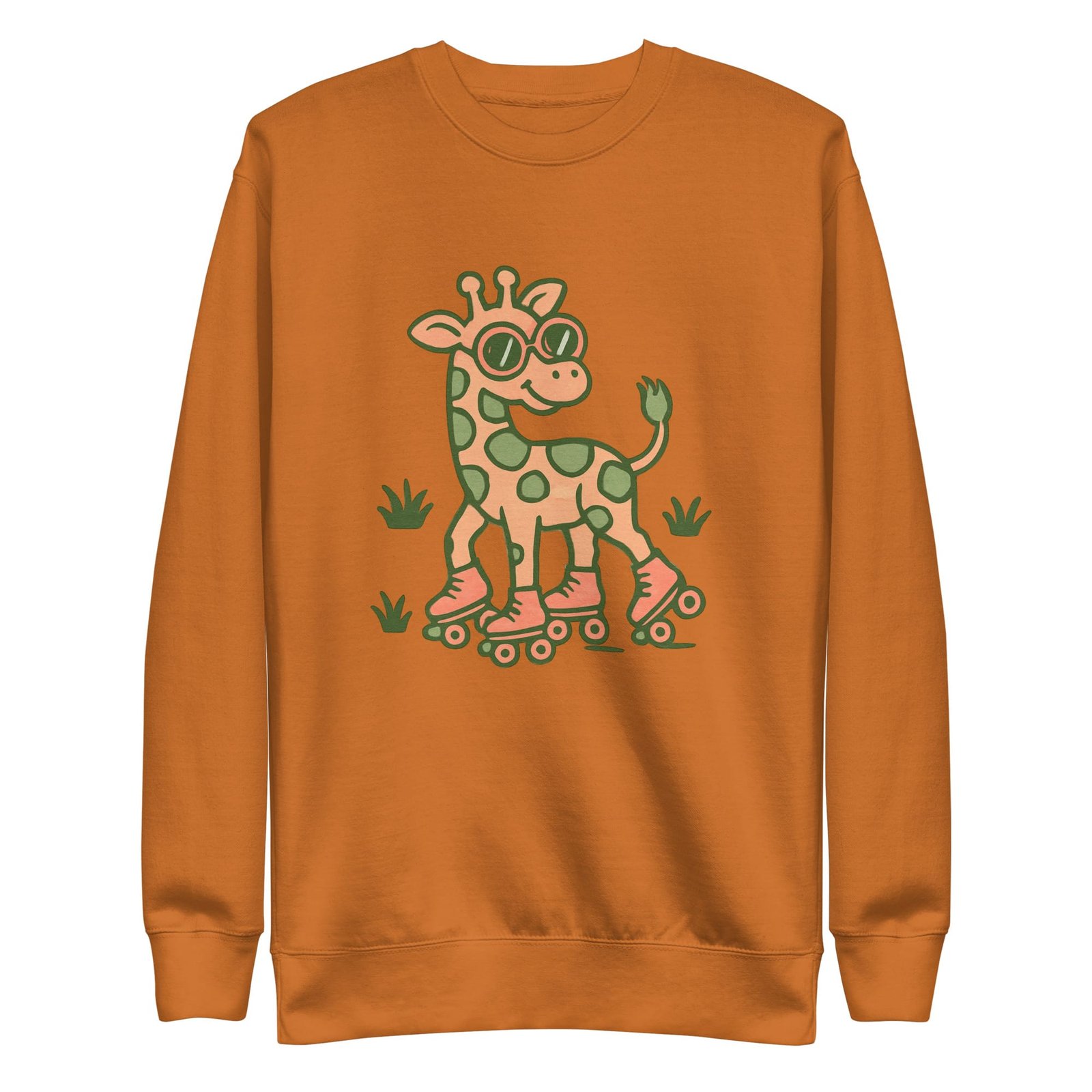 Unisex Premium Sweatshirt Groovy Giraffe on Roller Skates with Round Shades-Original - Image 27