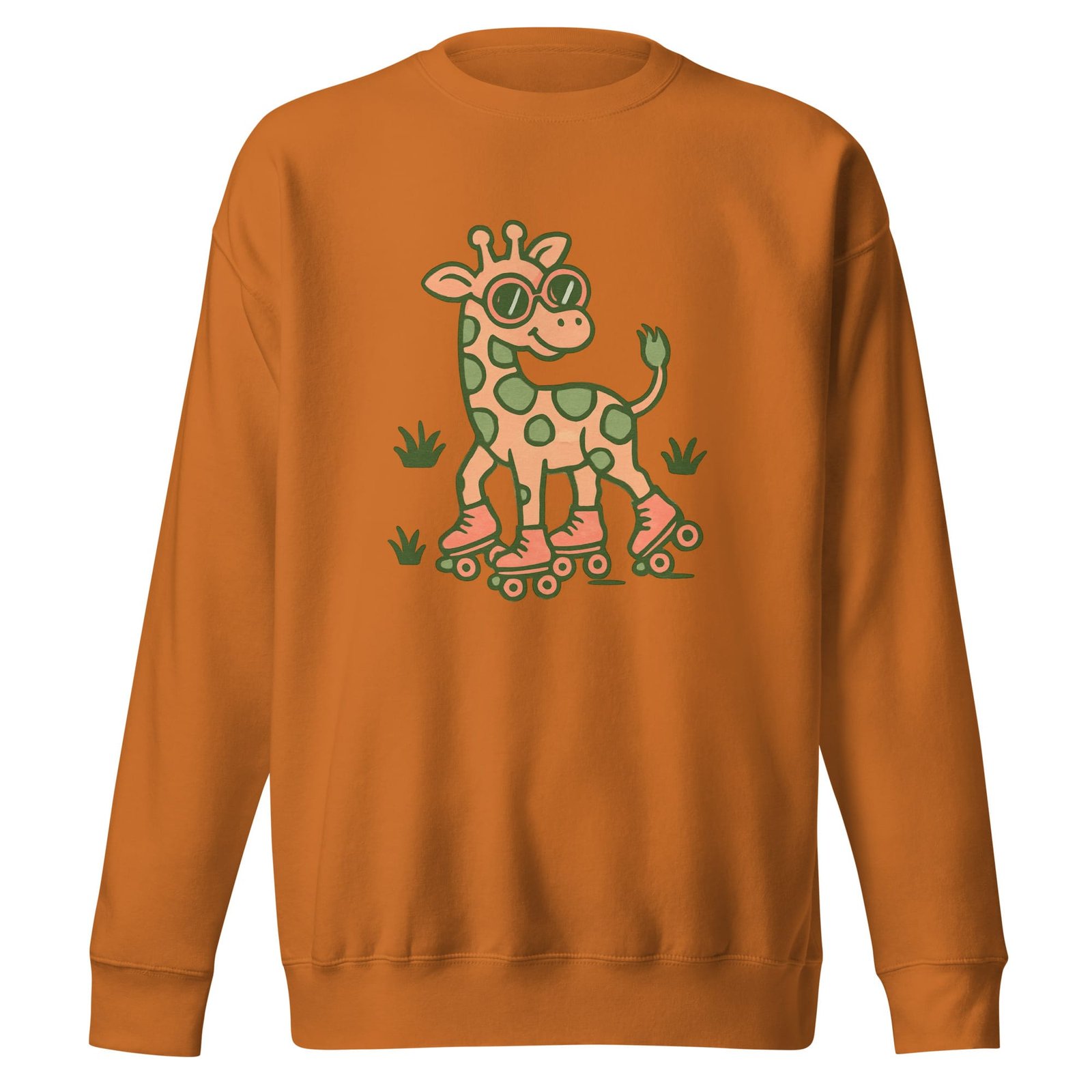 Unisex Premium Sweatshirt Groovy Giraffe on Roller Skates with Round Shades-Original - Image 8