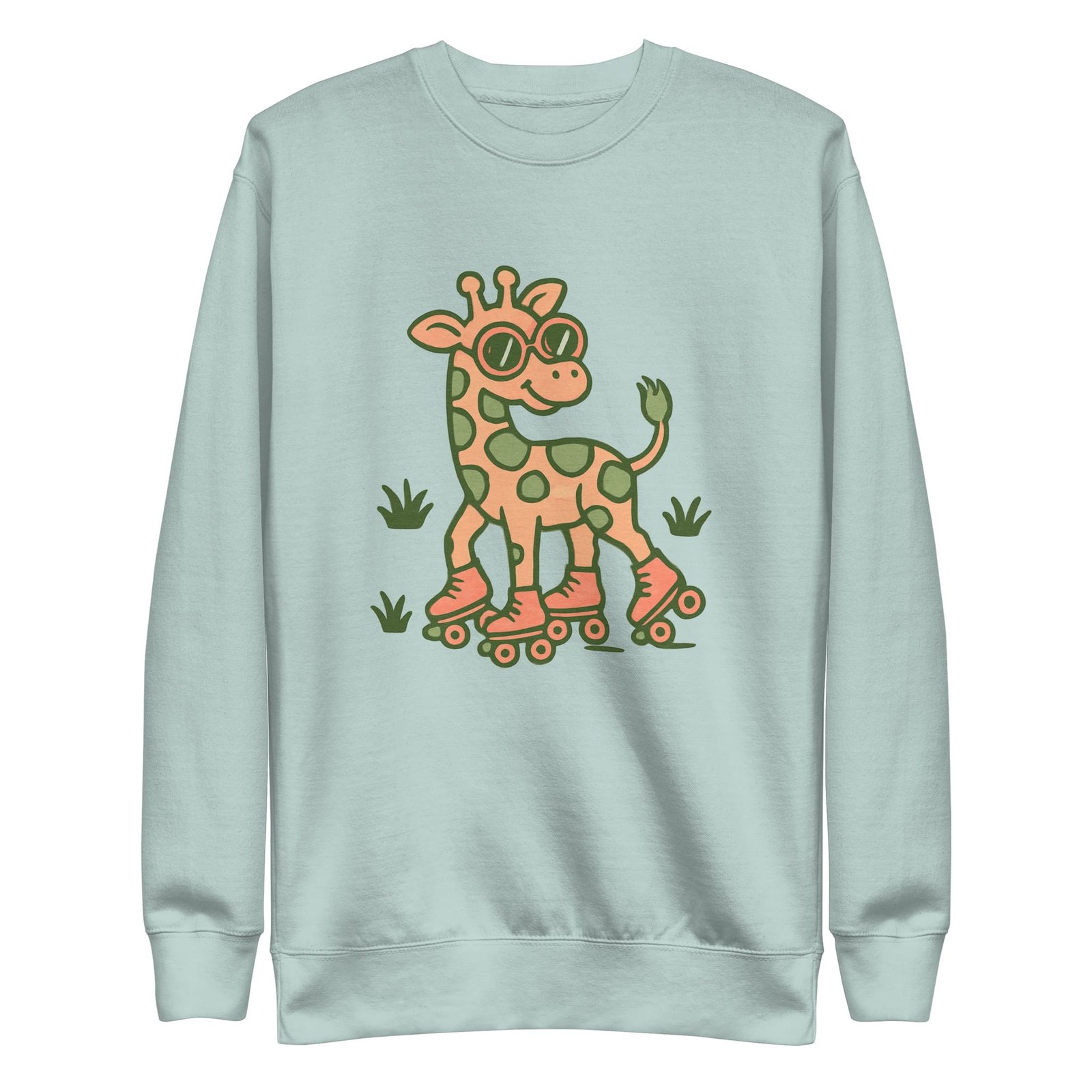 Unisex Premium Sweatshirt Groovy Giraffe on Roller Skates with Round Shades-Original - Image 22
