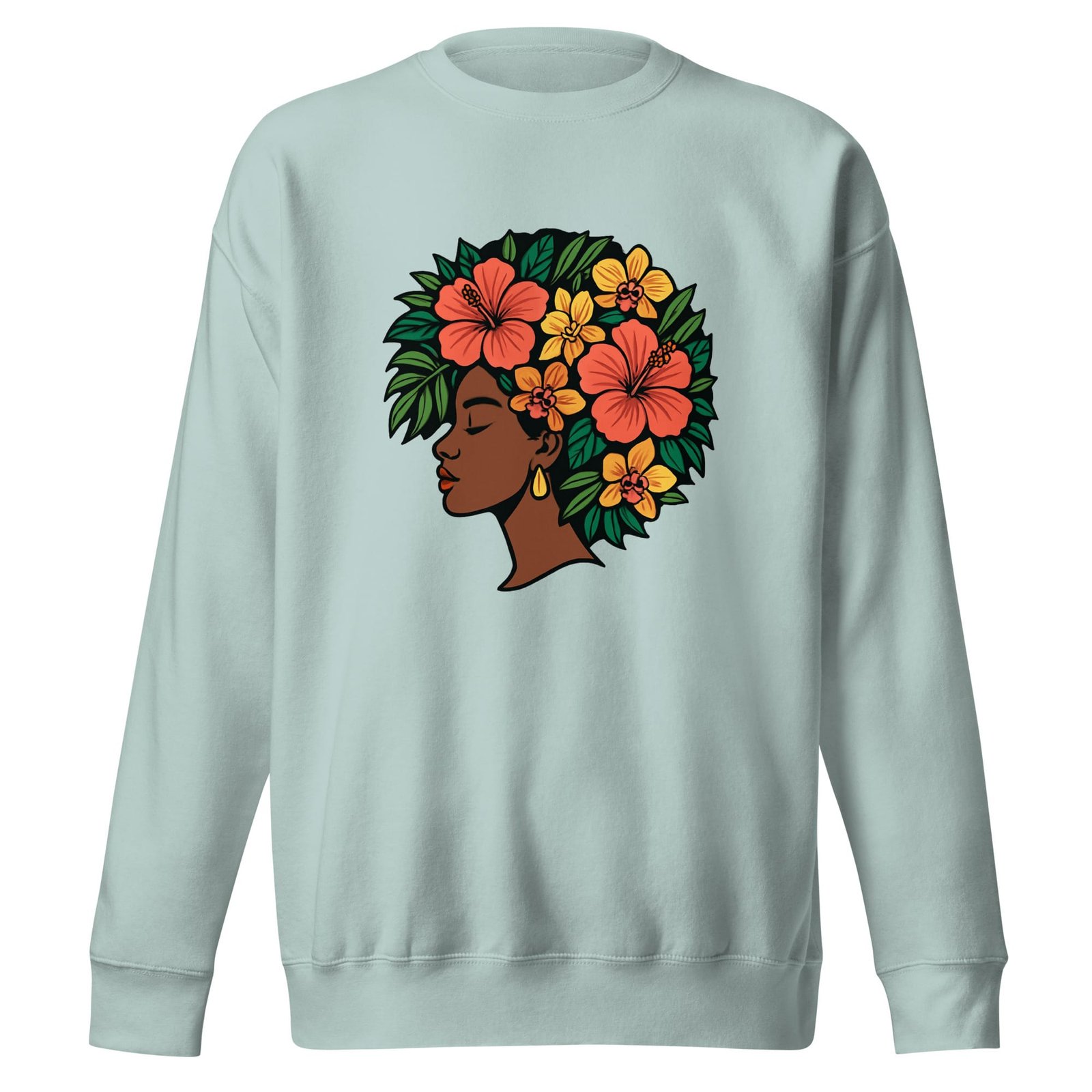 Unisex Premium Sweatshirt Elegant African Woman with Vibrant Tropical Afro-Original - Image 14