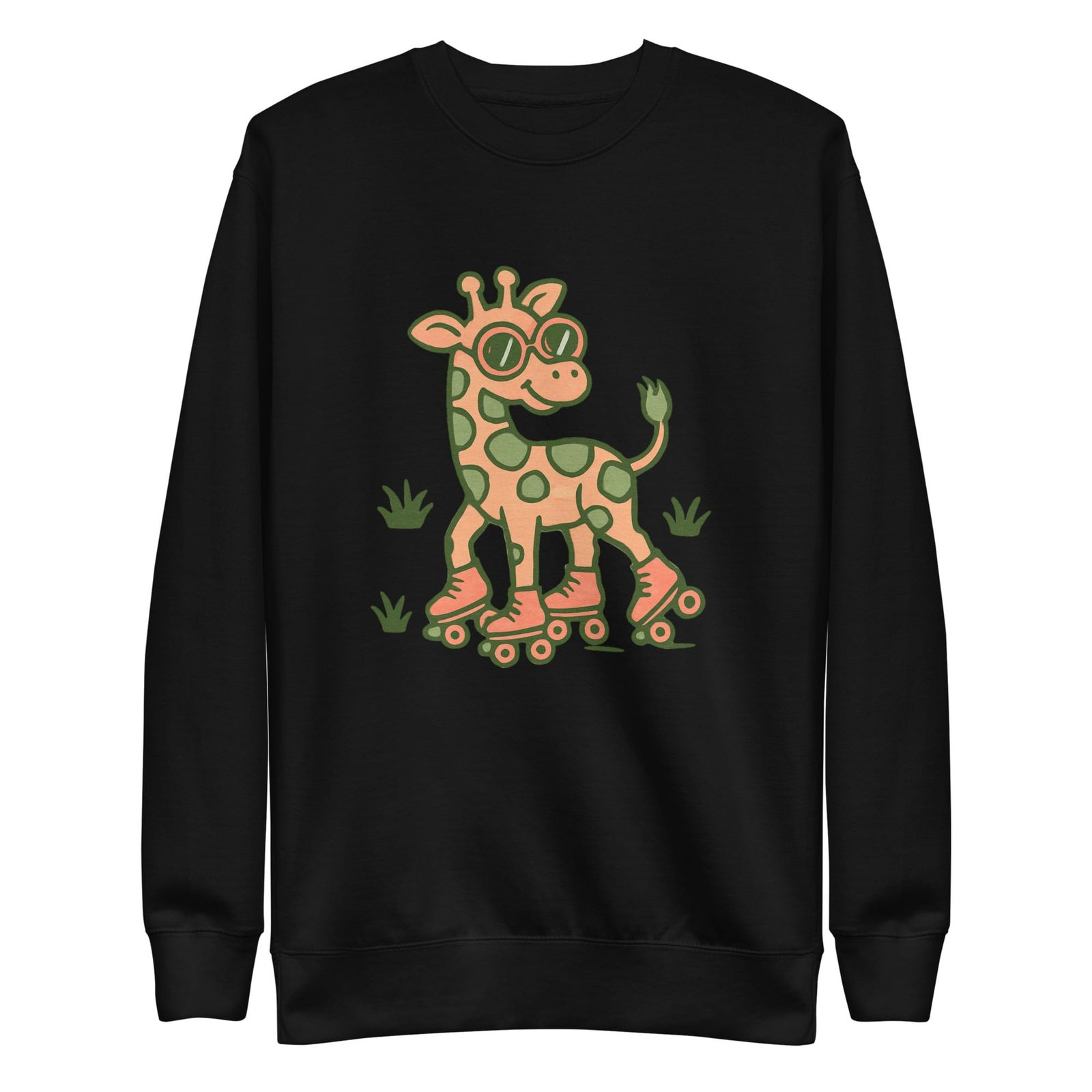 Unisex Premium Sweatshirt Groovy Giraffe on Roller Skates with Round Shades-Original - Image 34