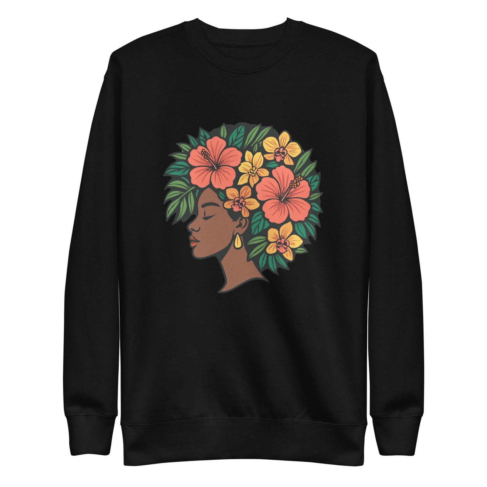 Unisex Premium Sweatshirt Elegant African Woman with Vibrant Tropical Afro-Original - Image 20