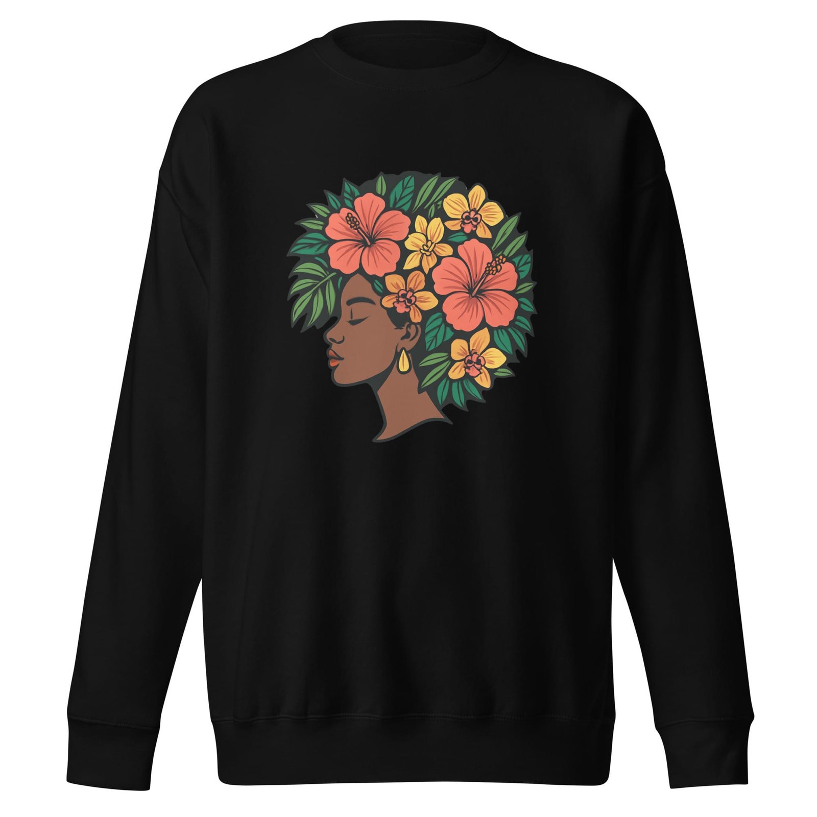 Unisex Premium Sweatshirt Elegant African Woman with Vibrant Tropical Afro-Original - Image 2