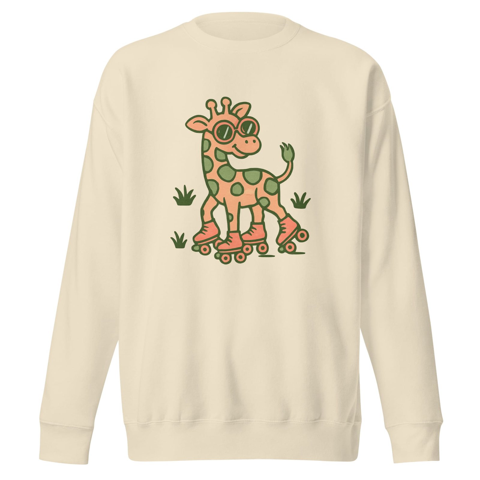 Unisex Premium Sweatshirt Groovy Giraffe on Roller Skates with Round Shades-Original - Image 16