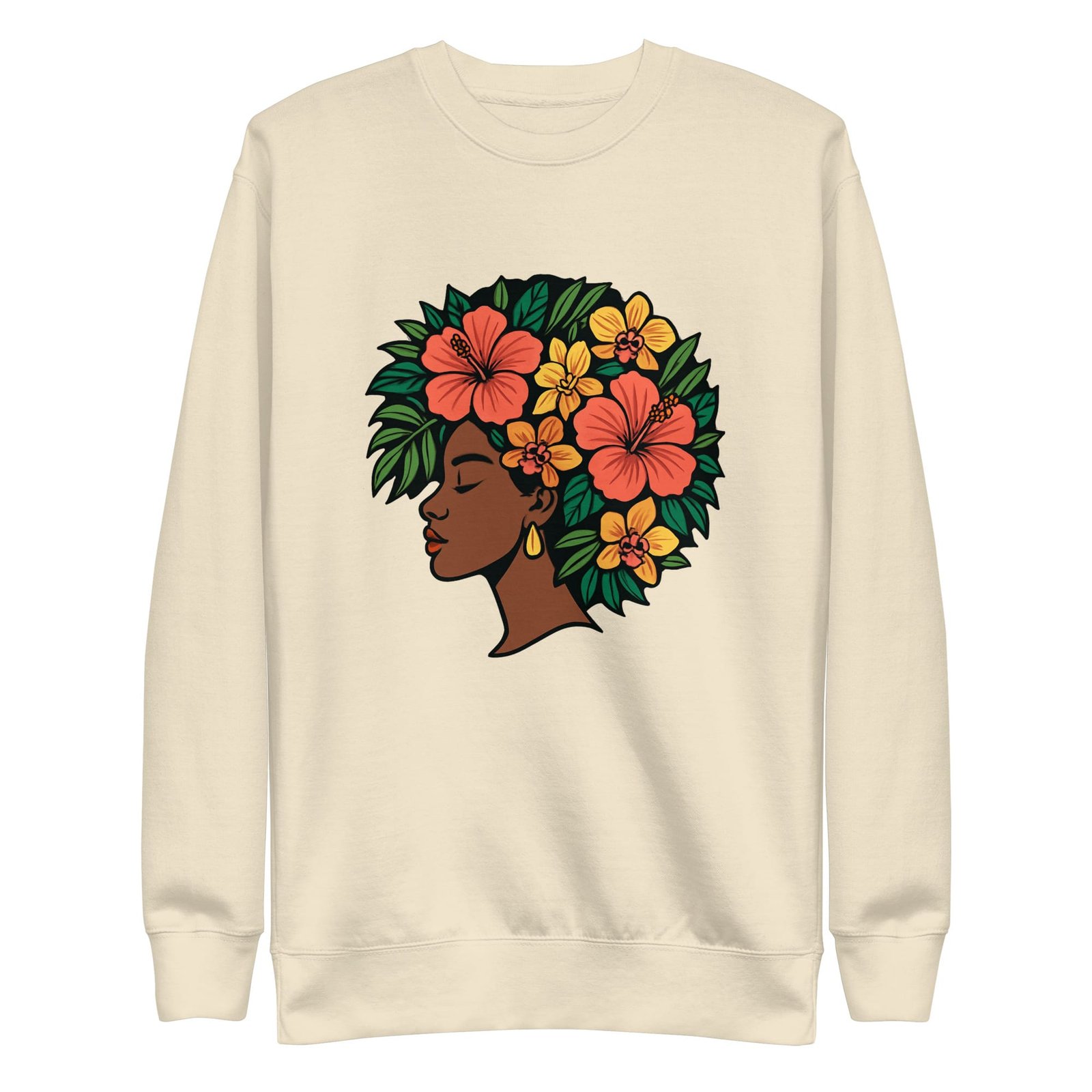 Unisex Premium Sweatshirt Elegant African Woman with Vibrant Tropical Afro-Original - Image 36