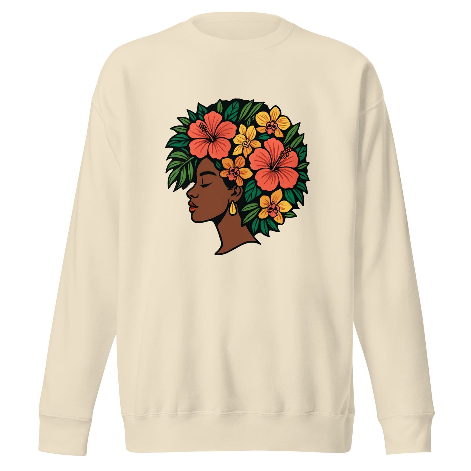 Unisex Premium Sweatshirt Elegant African Woman with Vibrant Tropical Afro-Original - Image 17