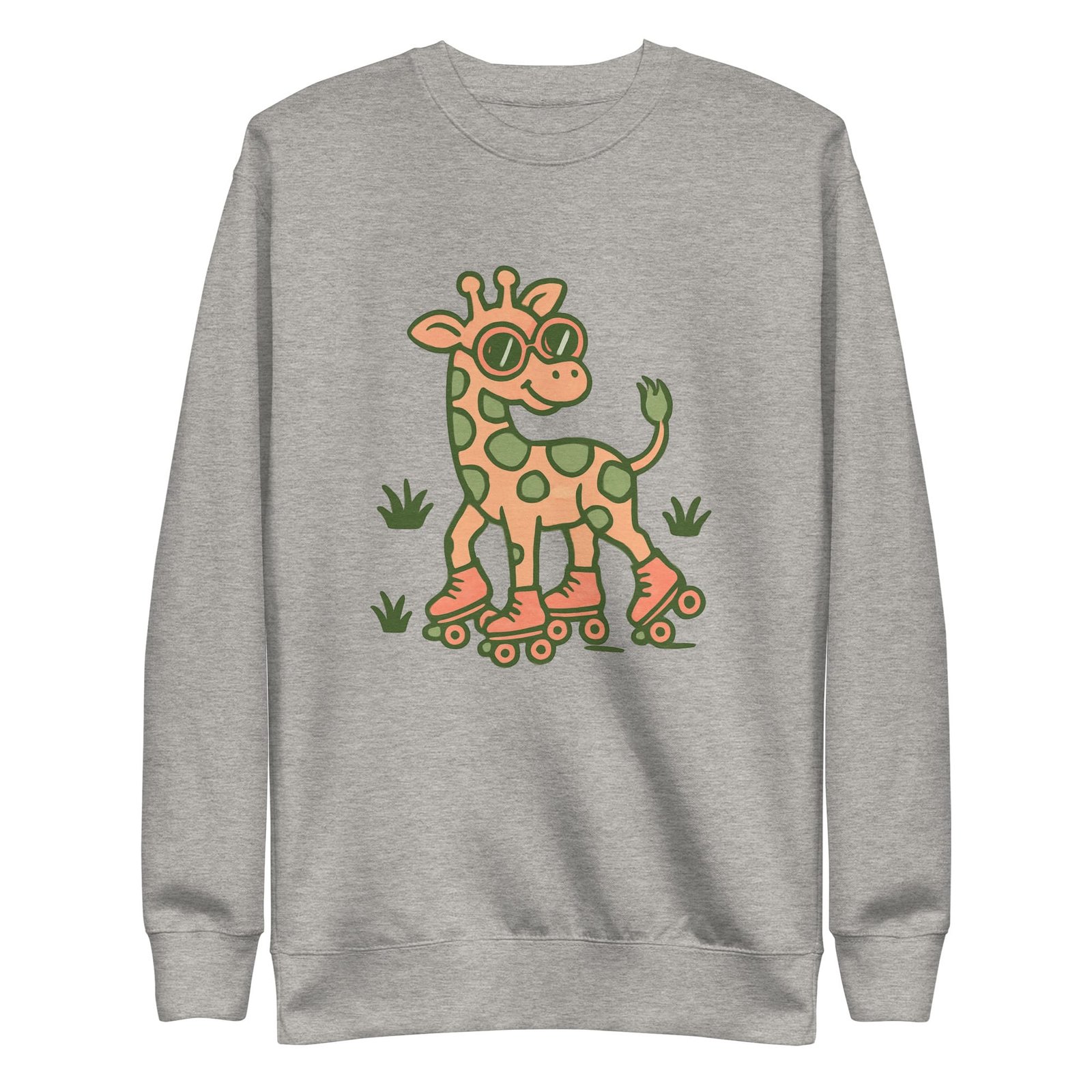 Unisex Premium Sweatshirt Groovy Giraffe on Roller Skates with Round Shades-Original - Image 23