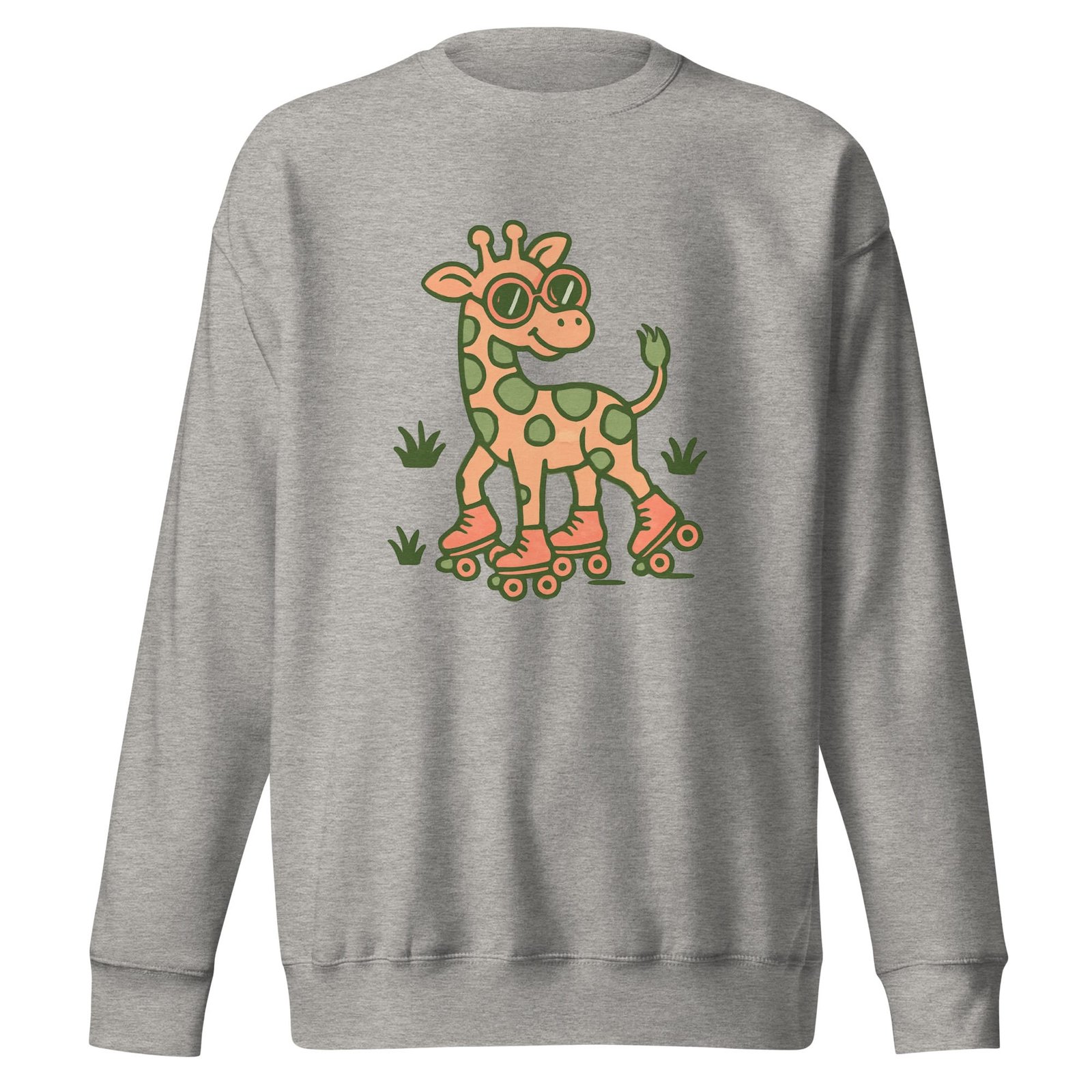 Unisex Premium Sweatshirt Groovy Giraffe on Roller Skates with Round Shades-Original - Image 12