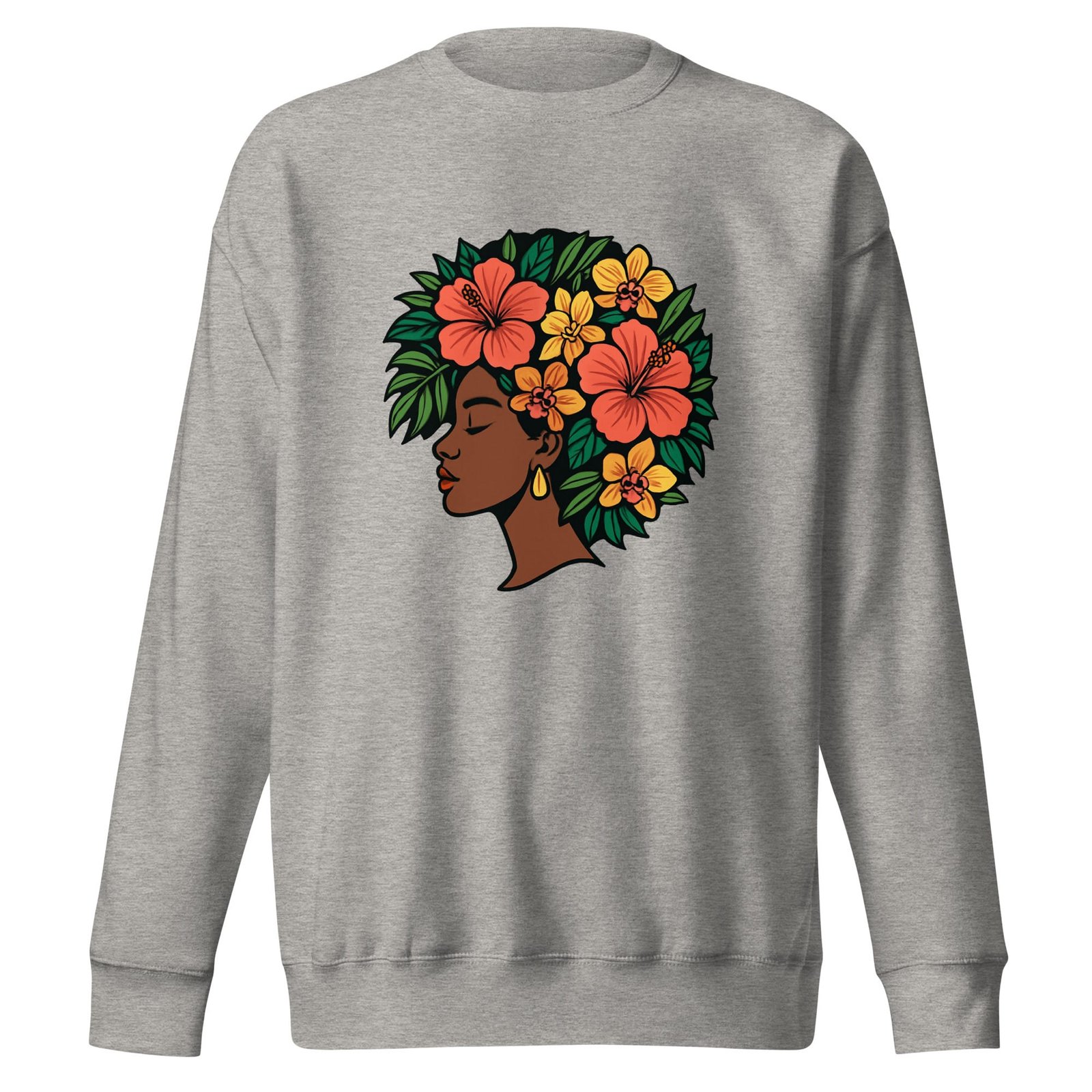 Unisex Premium Sweatshirt Elegant African Woman with Vibrant Tropical Afro-Original - Image 13