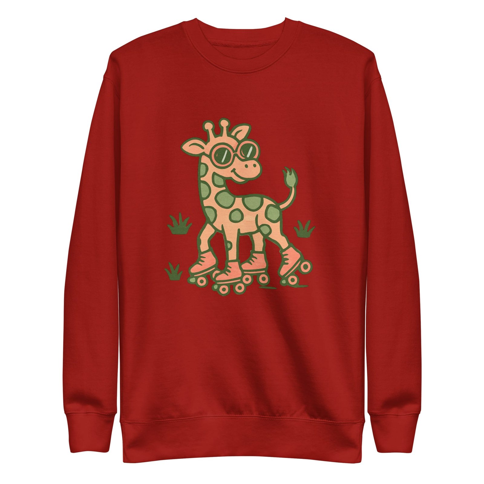 Unisex Premium Sweatshirt Groovy Giraffe on Roller Skates with Round Shades-Original - Image 32