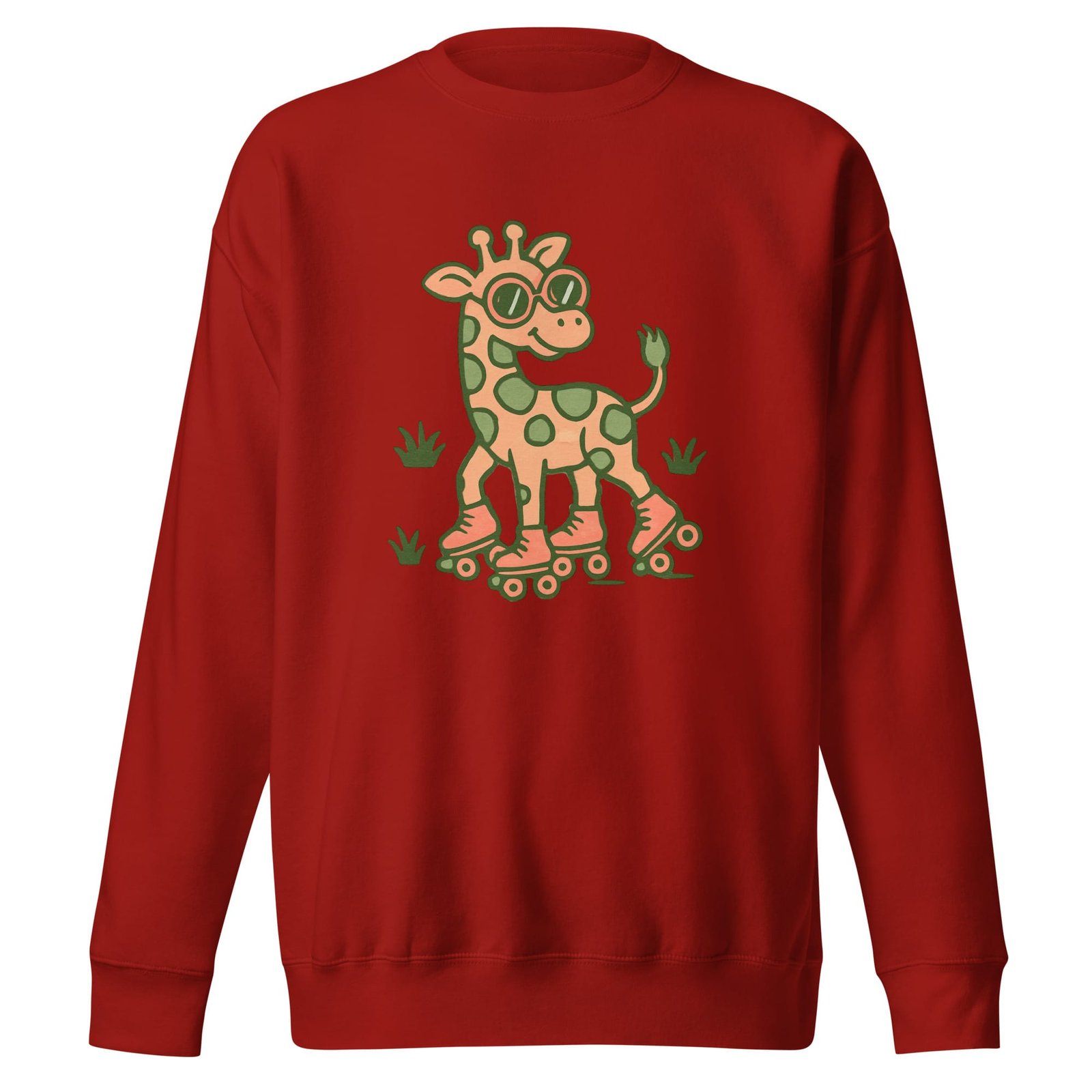 Unisex Premium Sweatshirt Groovy Giraffe on Roller Skates with Round Shades-Original - Image 3